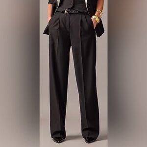 J.Crew Collection Pleated Wide-Leg Tuxedo Pant in Italian wool in Black Size 12